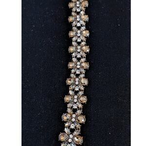 Banana Republic Chunky Champagne & Clear Rhinestone Foldover Clasp Bracelet